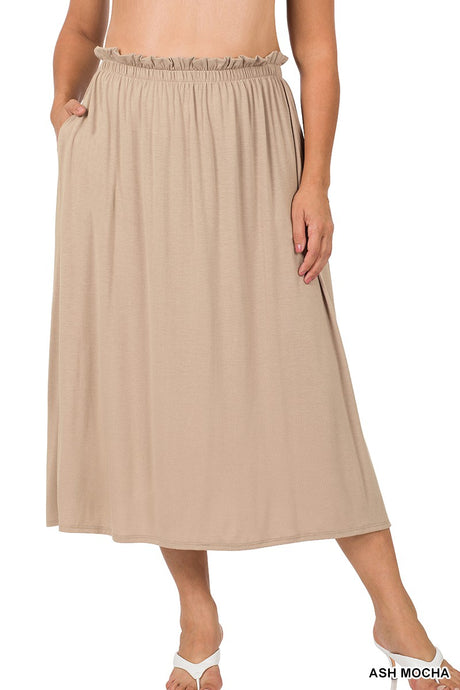 8303D Plus Paperbag Skirt in Ash Mocha or Black