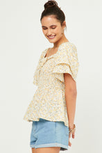 Womens Ditsy Floral Smocked Layered Sleeve Top 5867