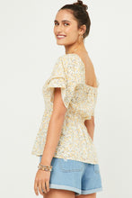 Womens Ditsy Floral Smocked Layered Sleeve Top 5867