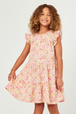 Girls Floral Tiered Dress Style 4536