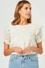 Womens Textured Printed Ruffle Top - 5840