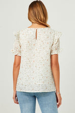 Womens Textured Printed Ruffle Top - 5840