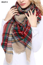 Multi Toned Plaid Blanket Scarf 8576