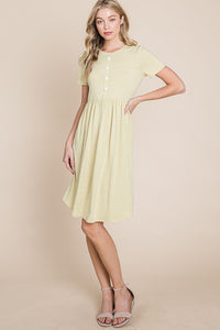 Triblend Midi Dress with Buttons 1351 in Light Lime