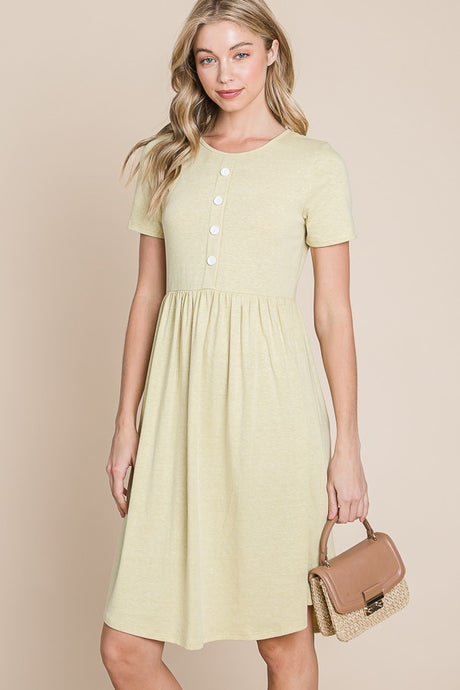 Triblend Midi Dress with Buttons 1351 in Light Lime