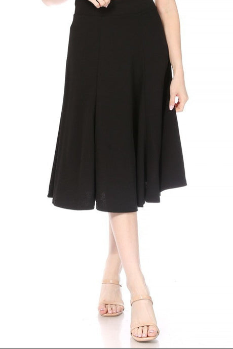 Paneled A-line Midi Skirt 834 in Black