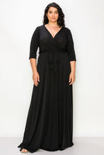 Plus Black 3/4 Sleeve Maxi Dress 1115