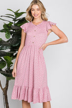 Floral Cap Sleeve Dress in Mauve Style 5999