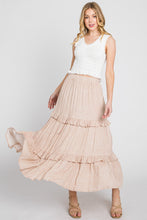 Allegra Printed Tiered Ruffle Skirt in Taupe Style 8023