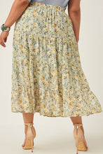 Plus Chiffon Floral Midi Skirt Style 5928 in Mint