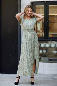 Plus Sage Floral Maxi Dress 1712