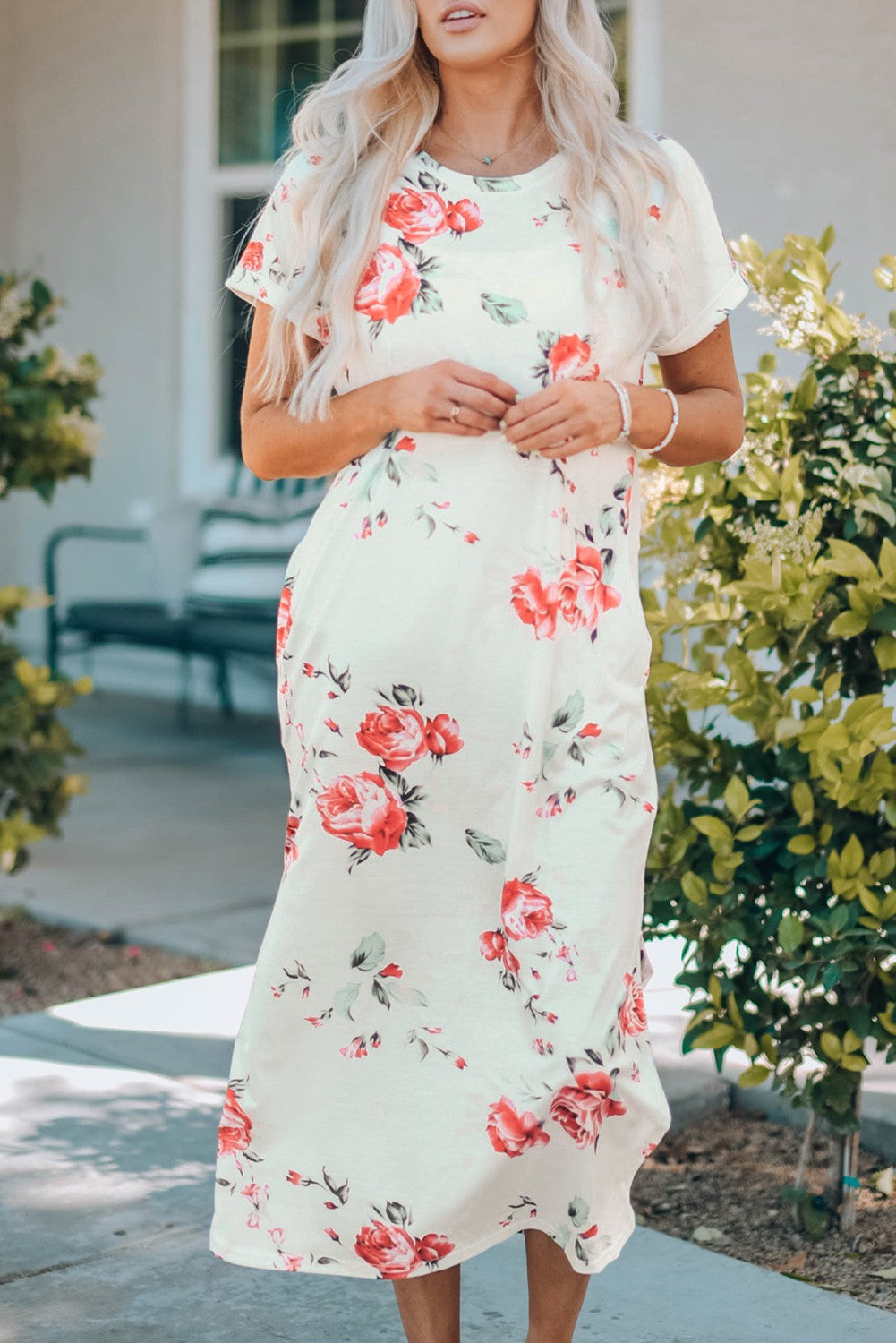 Ivory Floral Maxi Dress 2142 Large