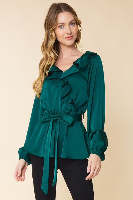 Ruffled Satin Top Style #6962-1