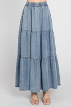 Tencel Tiered Long Denim Skirt in Denim Style 8014