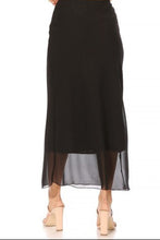 Chiffon Overlay Maxi Skirt Style 841 in Black
