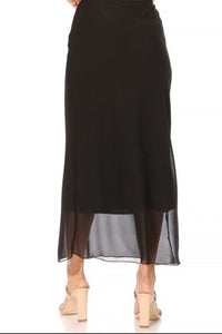 Chiffon Overlay Maxi Skirt Style 841 in Black