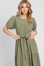 Solid Smock Neck Tiered Dress 1272