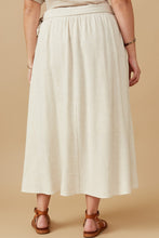 Plus Side Tie Linen Midi Skirt 6601 Oatmeal