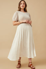 Plus Side Tie Linen Midi Skirt 6601 Oatmeal