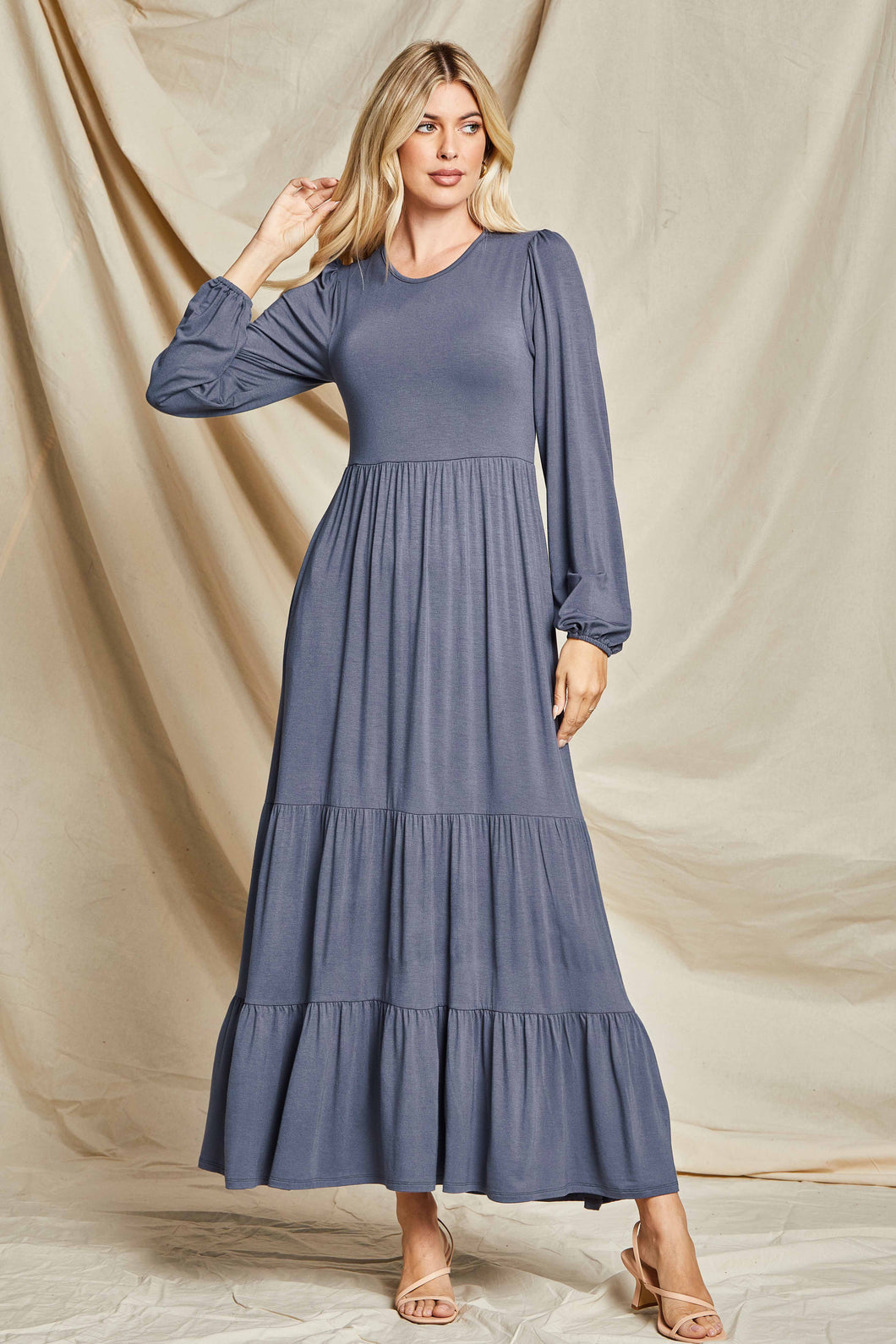 Tiered Maxi Dress Style 3802 in Navy