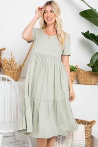 PLUS Tiered Midi Dress 1109