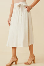 Side Tie Linen Midi Skirt 6601 Oatmeal