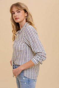 Textured Stripe Button Down Shirt 3313