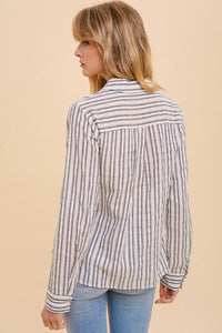 Textured Stripe Button Down Shirt 3313