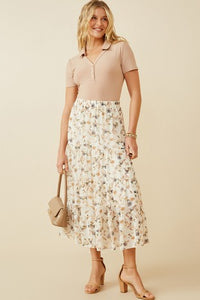 Floral Tiered Chiffon Skirt Style 6908