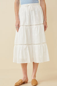 Eyelet Skirt With Crochet Detail in Off White 6705