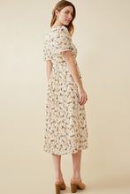 Soft Floral Pleated Skirt Short Sleeve Dress 6909 -Off White
