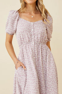 Women's Ditsy Floral Sweetheart Neck Dress Style 7002