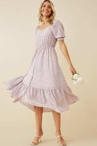 Women's Ditsy Floral Sweetheart Neck Dress Style 7002