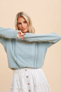 Cable Detail Crop Sweater Style 0223