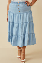 Plus Tiered Tencel Skirt Style 6950 in Light Blue