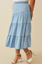 Plus Tiered Tencel Skirt Style 6950 in Light Blue