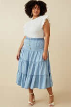 Plus Tiered Tencel Skirt Style 6950 in Light Blue