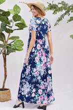 Floral Maxi Dress in Navy and Mint 4229