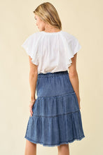 Tiered Frayed Denim Skirt 6420