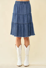 Tiered Frayed Denim Skirt 6420