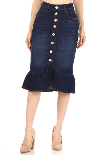 Denim Skirt Style 77531 in Dark Indigo Wash