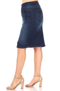 Button Skirt for Women Style 77803X  in Dark Indigo Wash