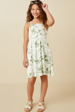 Girls Satin Floral Tank Dress Style 7339 in Sage