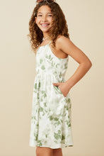 Girls Satin Floral Tank Dress Style 7339 in Sage