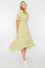 Yellow Floral Print Tiered High Low Dress 1322