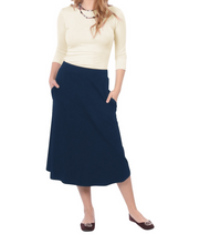 Calf Length A-line Skirt 1926 Black, Navy and Jeans Blue