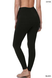 Premium Cotton Full Length Leggings Style 1851 Black