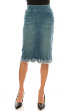 Denim Skirt with Lace Accent 79039 in Vintage Wash