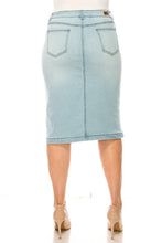 Plus Faded Denim Pencil Skirt Style 77239 in Light Indigo Wash