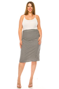 Plus Printed Knee Length Pencil Skirt 170 in Black/White